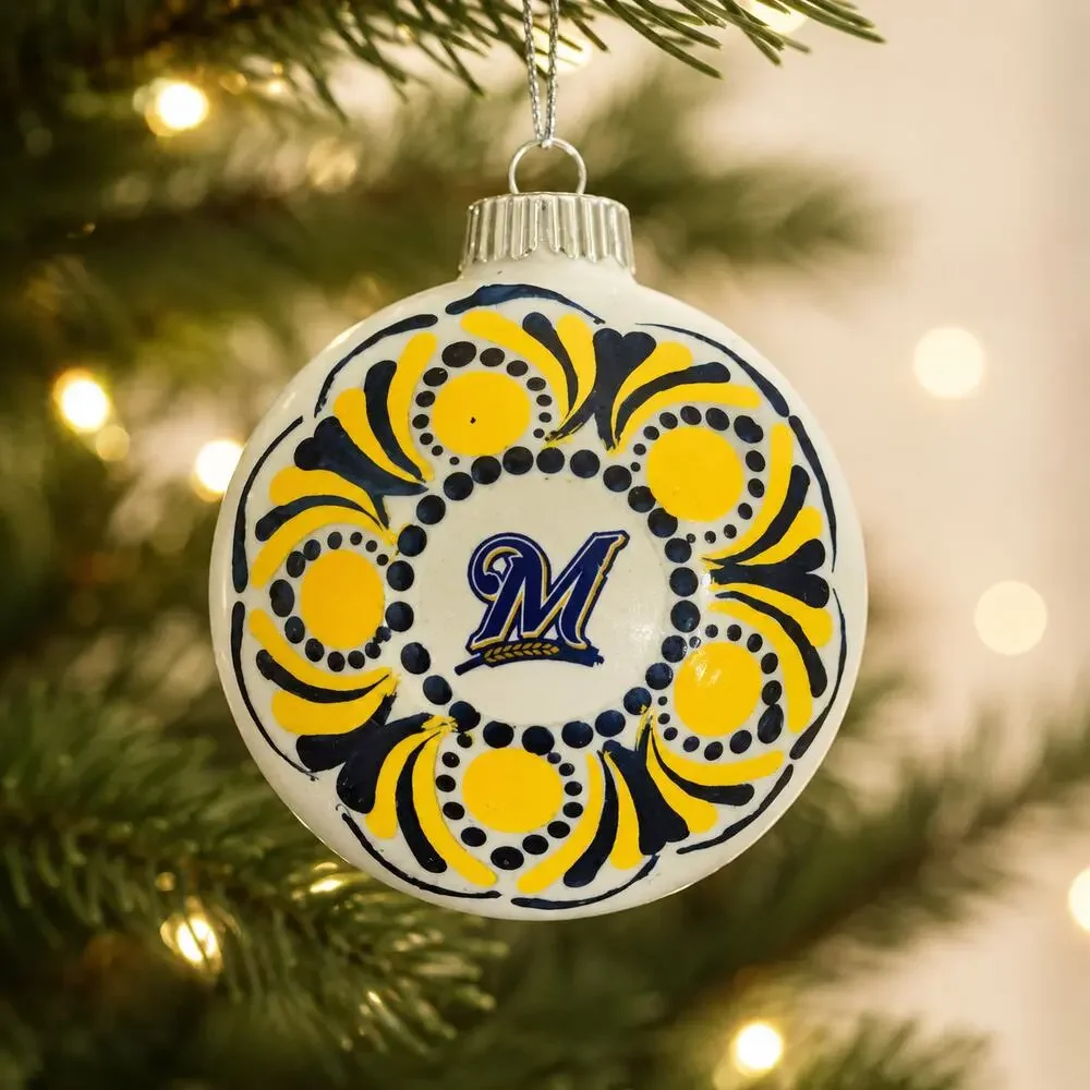 Milwaukee Brewers 3 Inch Shatterproof Mandala Christmas Ornament